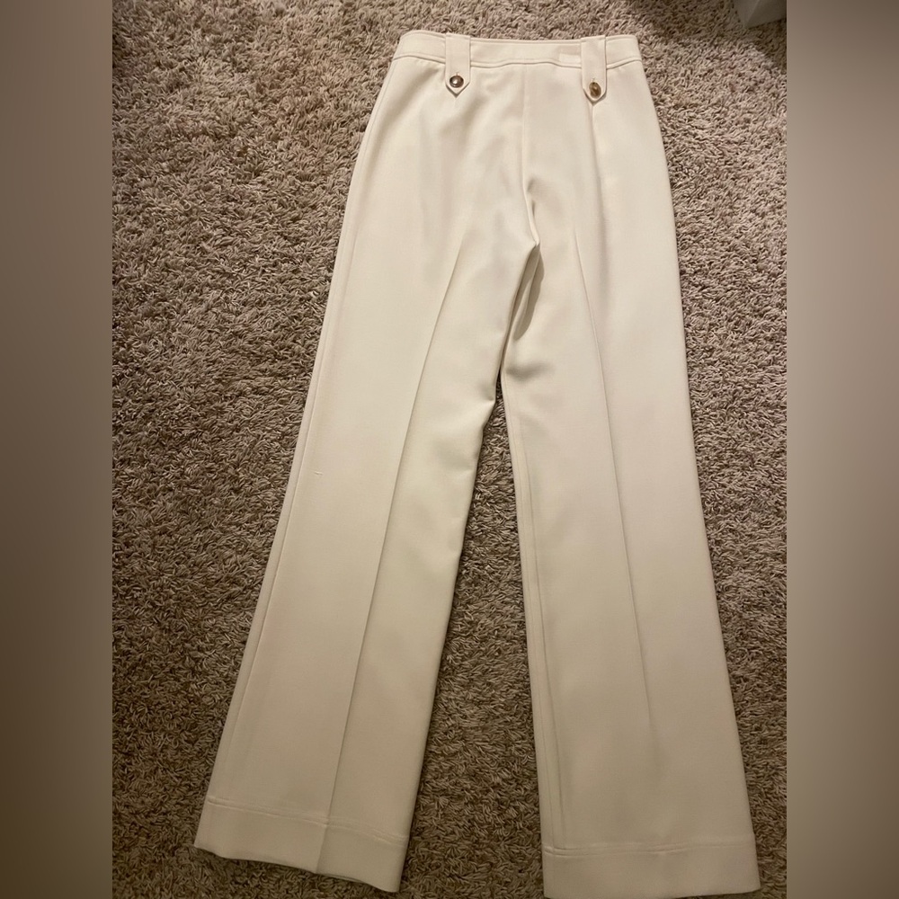 Sezane Soft Cream High-Waist Wide-Leg Trousers - Picture 6 of 14